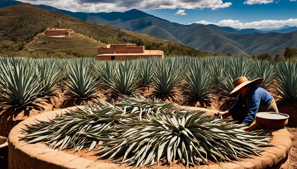 Mezcal production process in Oaxaca